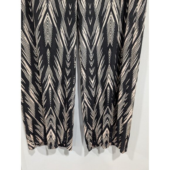 Chico's Travelers Pants Size 2 (L) Black and Tan Patterned Wide-Leg Pants Boho - Picture 7 of 16